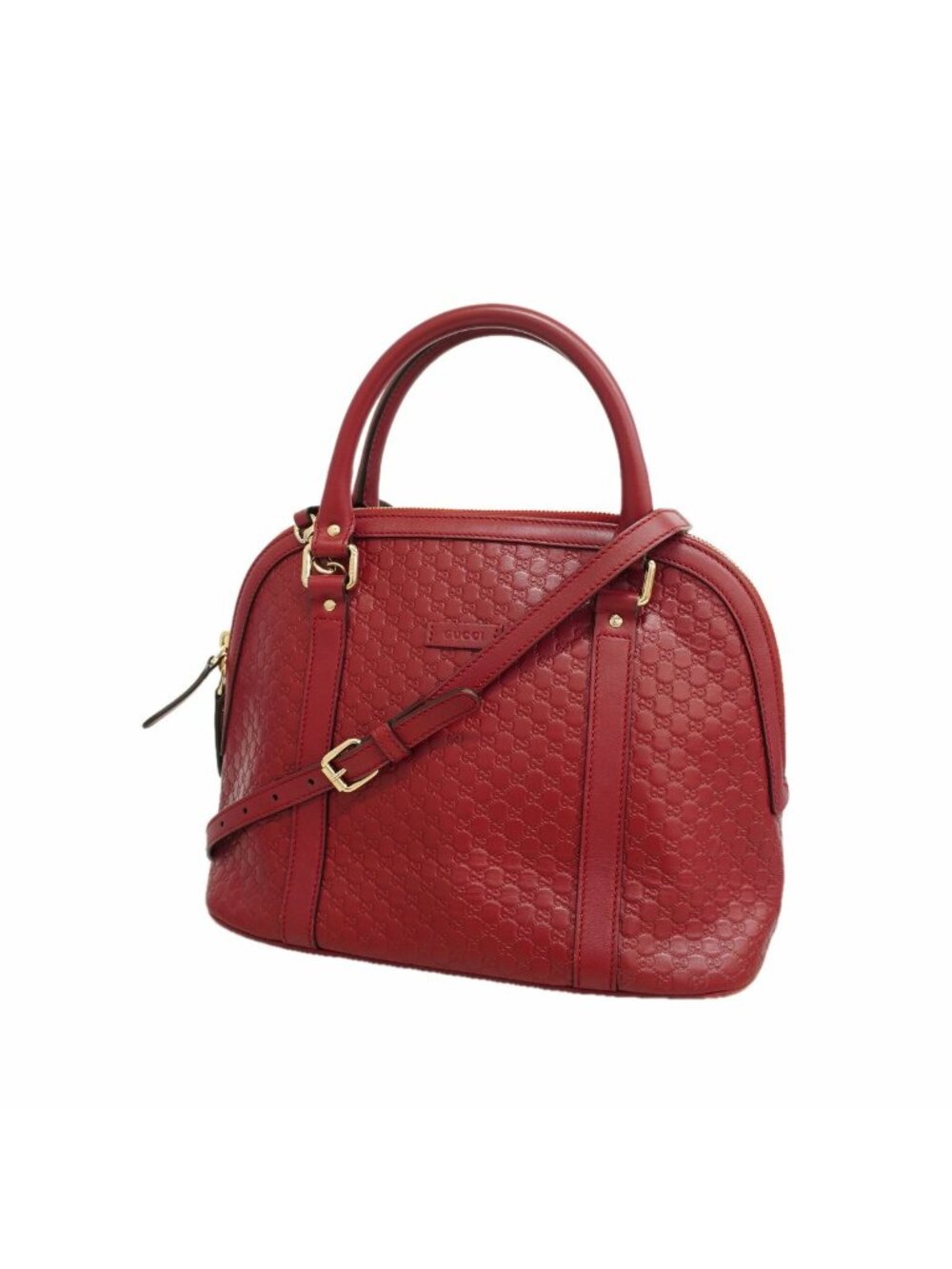 Gucci Handbag Micro Guccissima Leather Red Champagne Gold 2-Way Bag